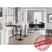 Lumisource BS-BOYNEUP BKLGY Boyne Industrial Upholstered Bar Stool in Black Metal and Light Grey Fabric